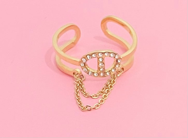 Bague dorée mailles marine