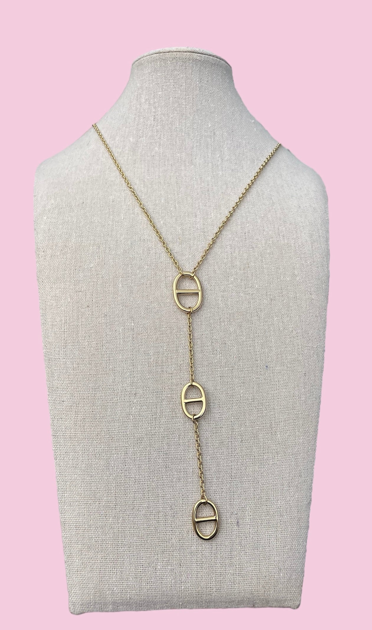 🎀✨Sautoir doré y maille marine