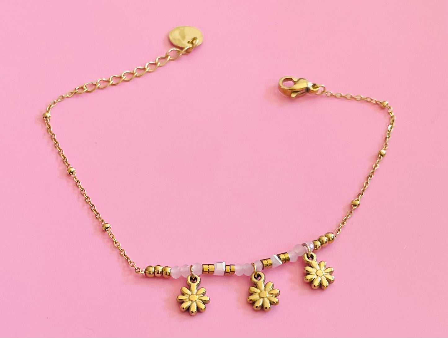 Bracelet doré fleurs