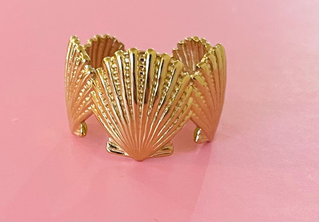 Bague dorée coquillages🎀✨