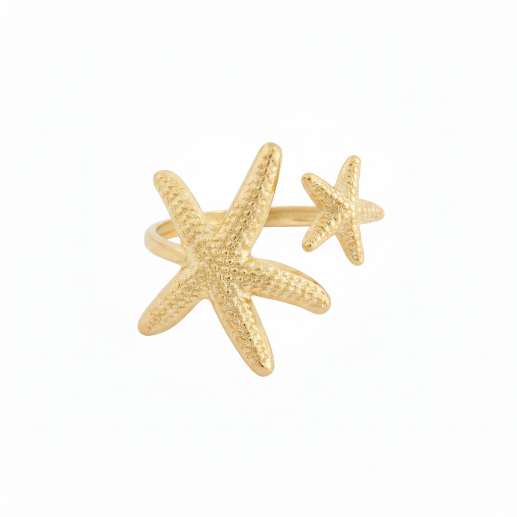 Bague dorée étoiles de mer
