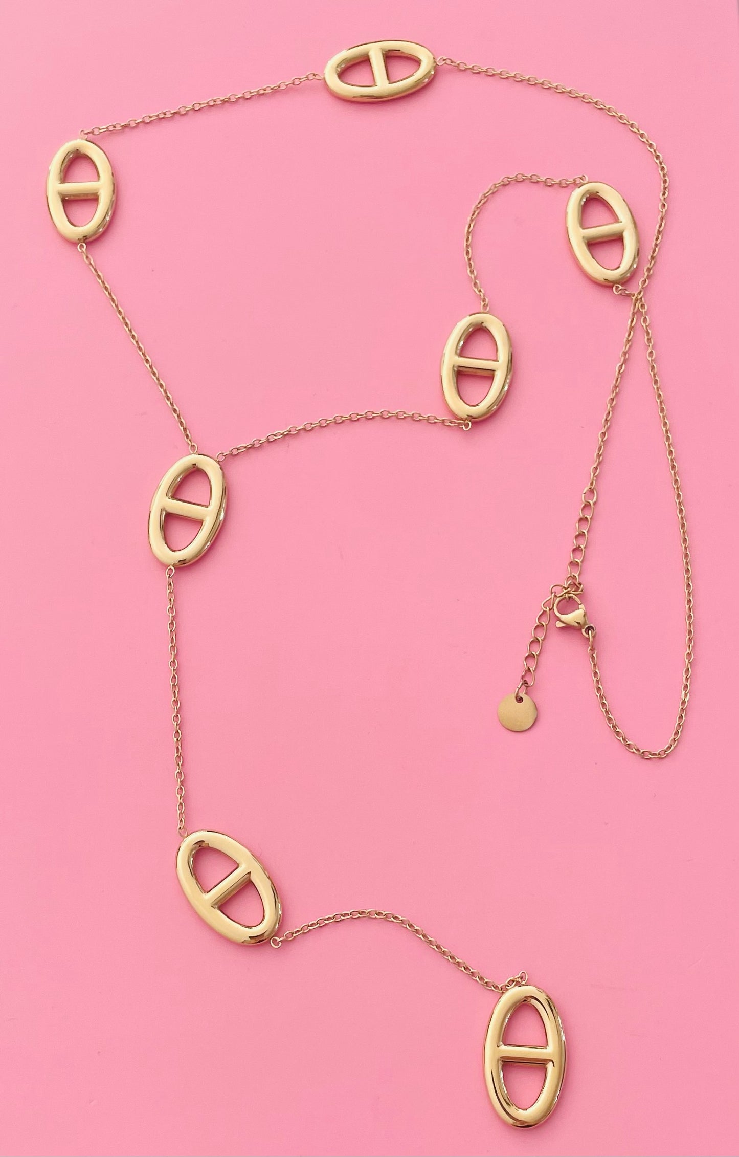 🎀Sautoir doré mailles marine✨