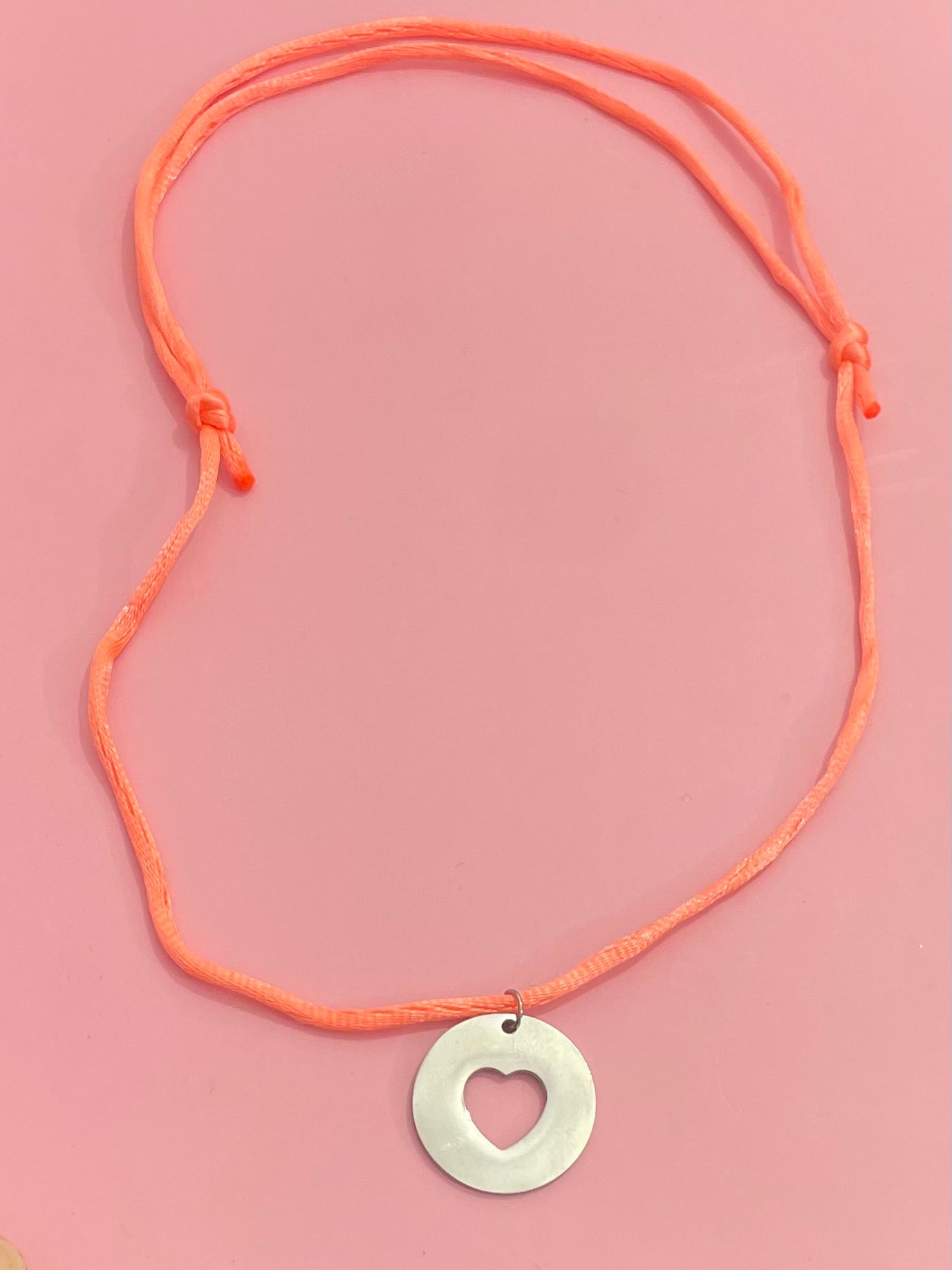 Collier cordon cœur argenté