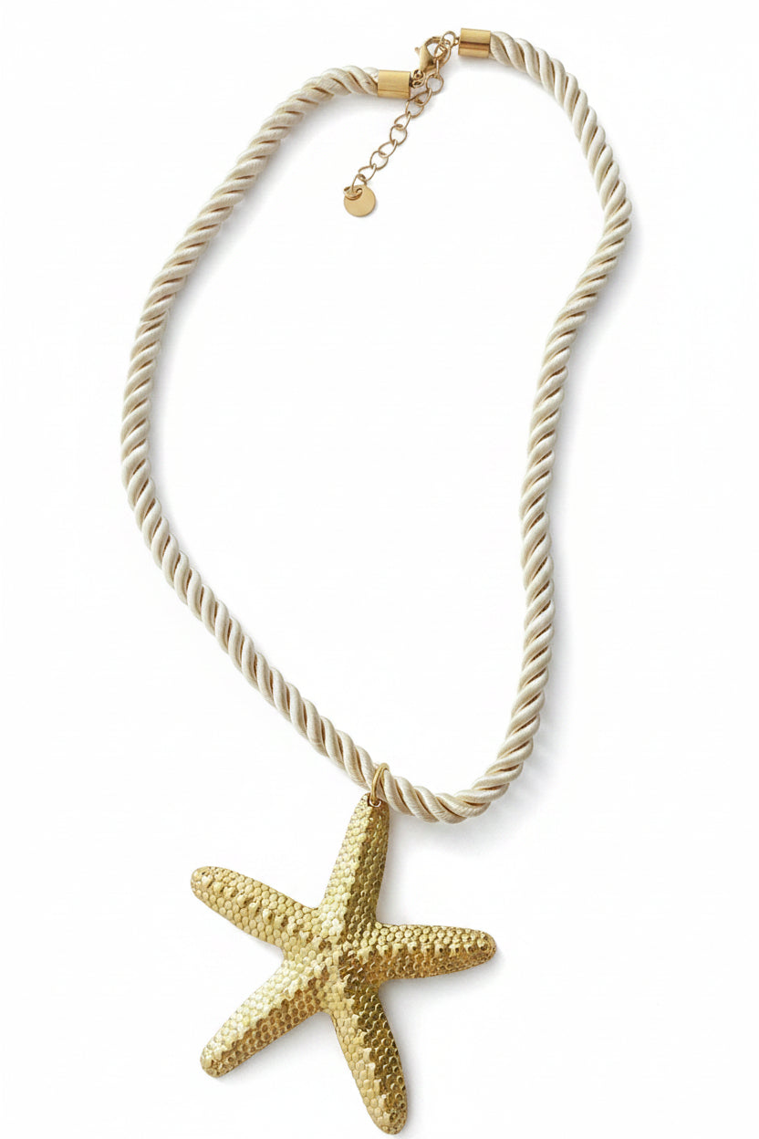 Collier doré étoile de mer cordon✨