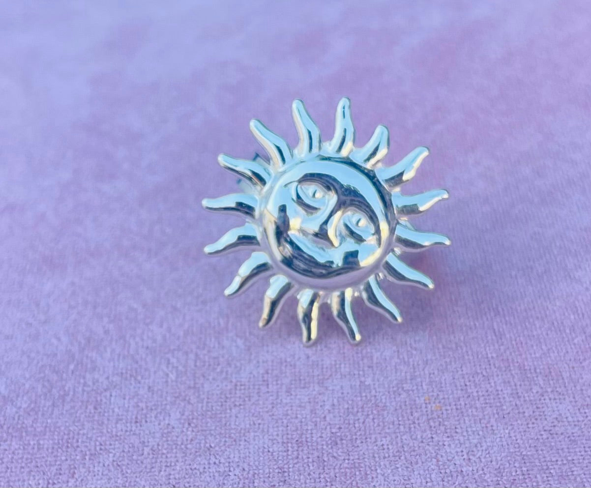 Bague argentée soleil