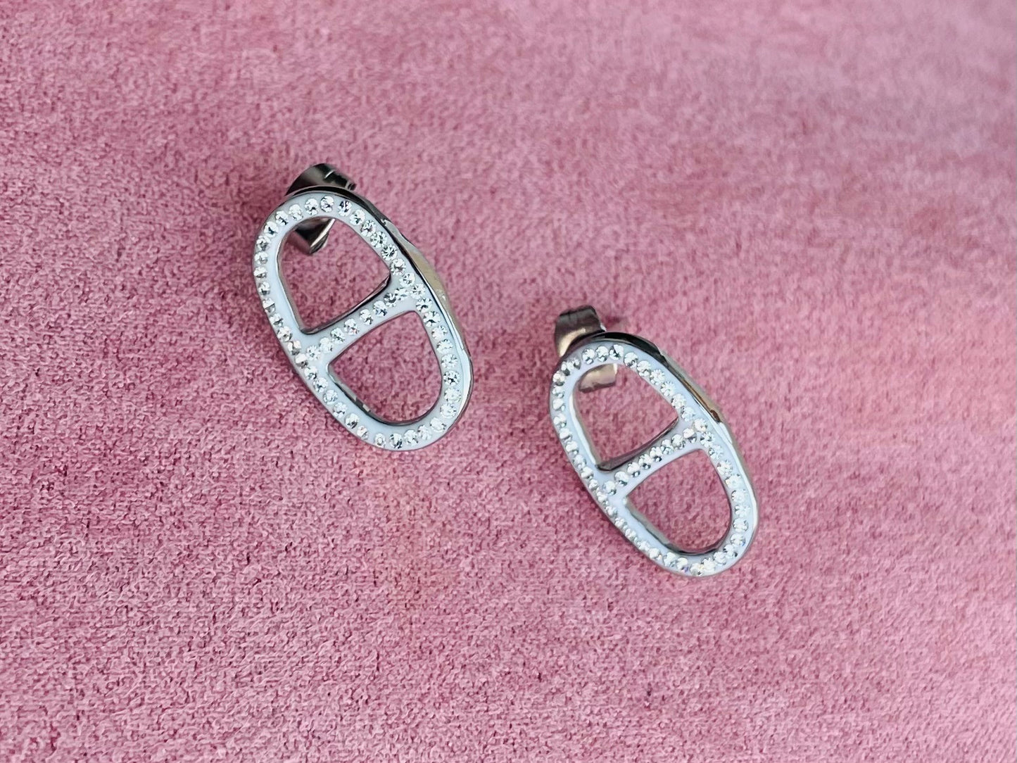 Boucles d’oreilles argentées strass