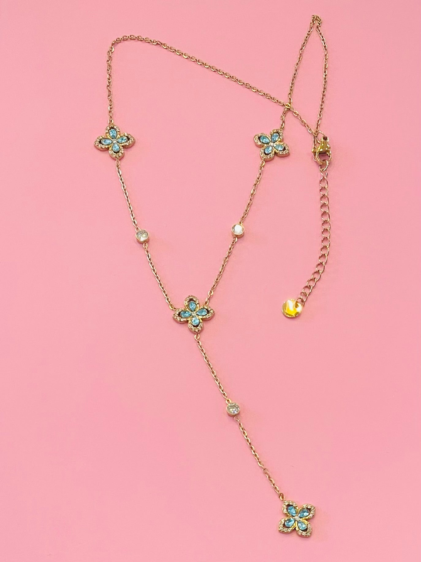 🎀✨collier doré strass bleu✨🎀