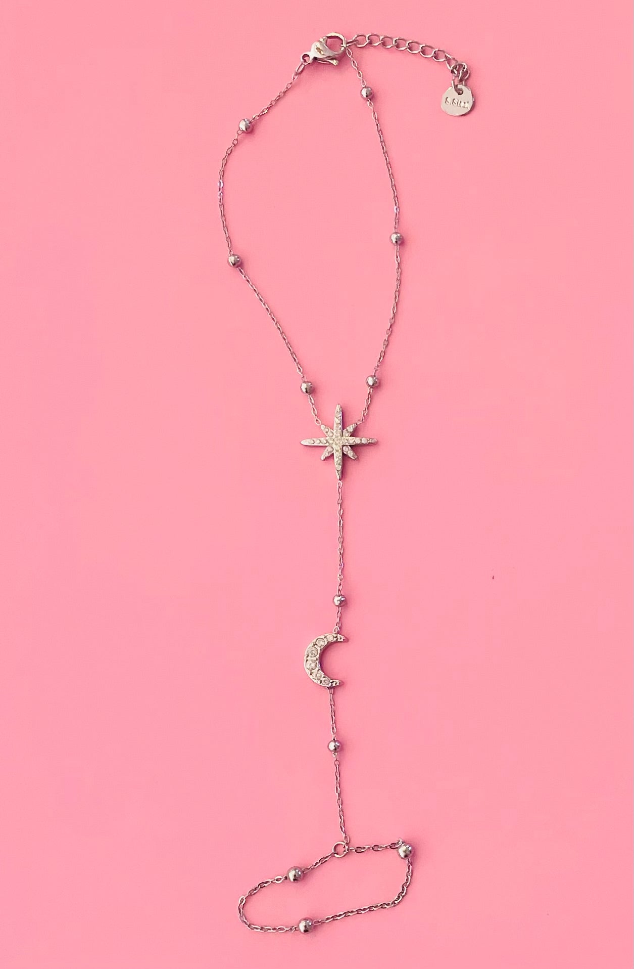 🎀✨chaine de main argenté étoile et lune ✨🎀