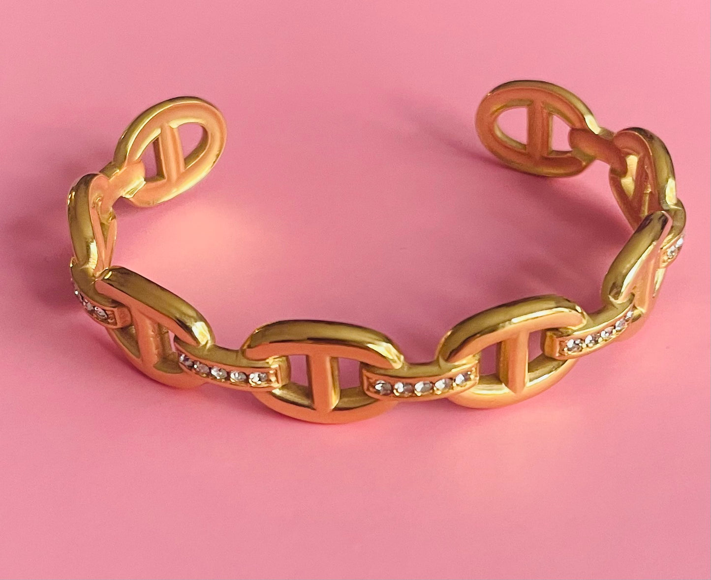 Jonc doré mailles marine✨🎀