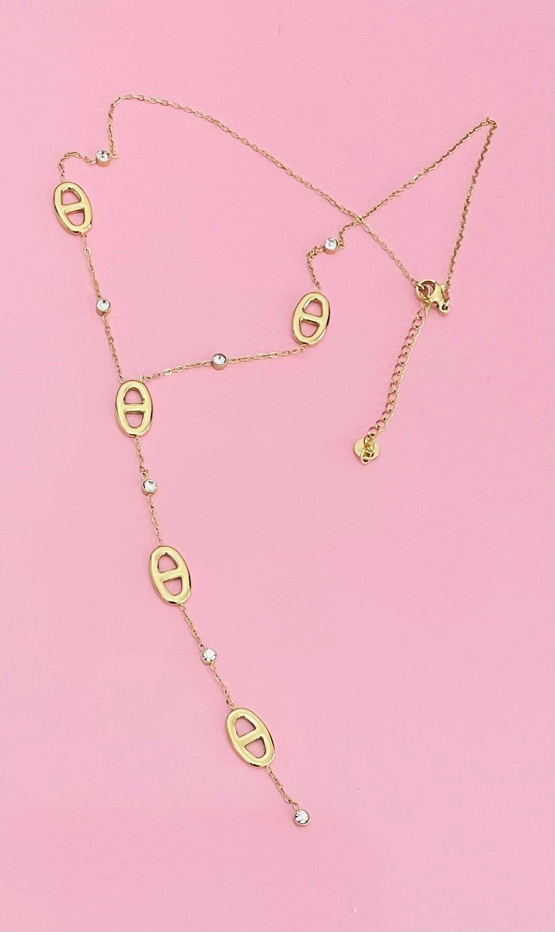 Collier doré mailles marine