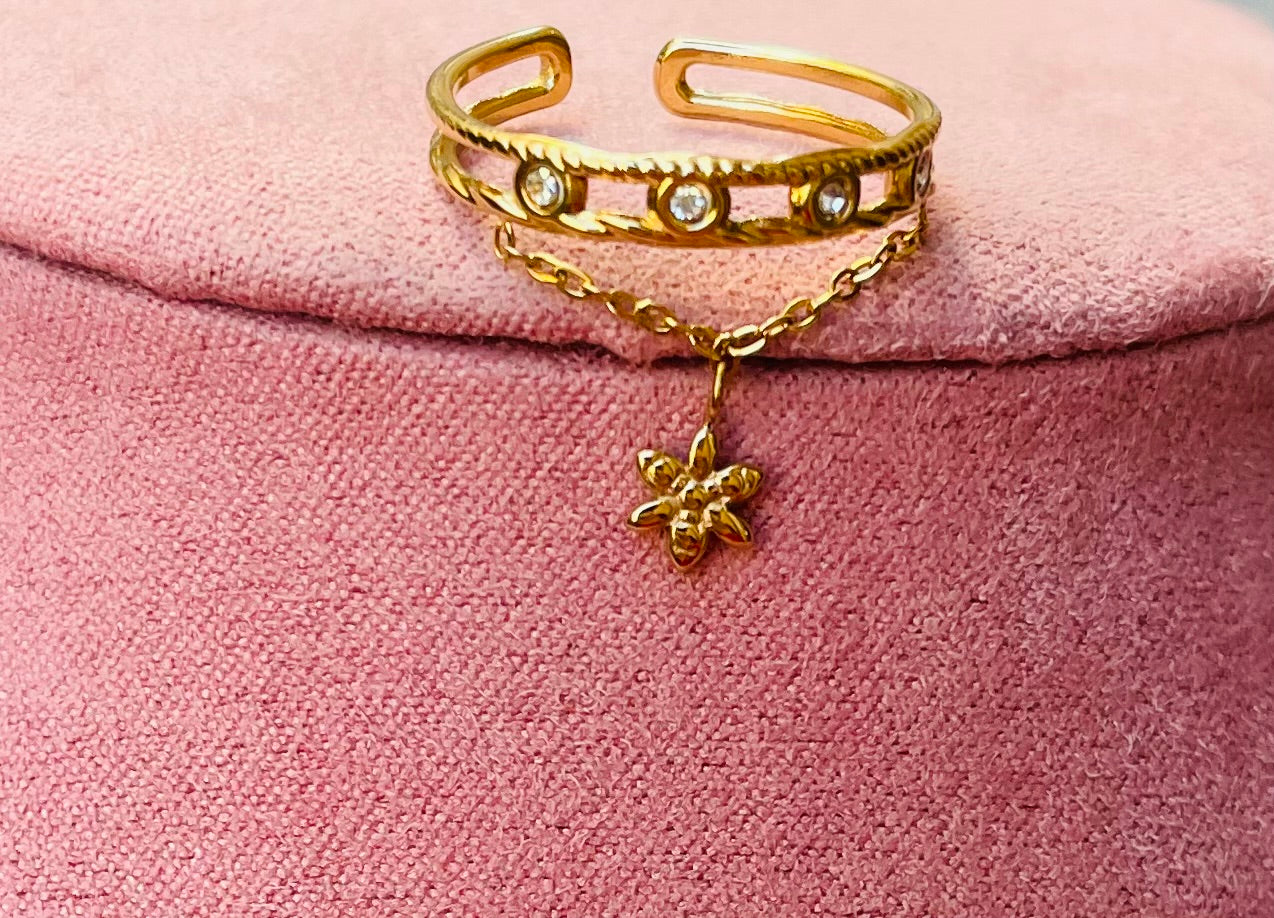 Bague dorée fleur