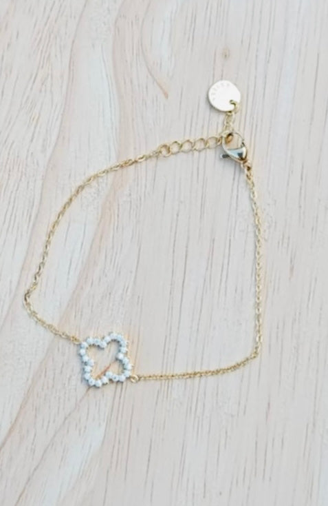 Bracelet doré trèfle strass