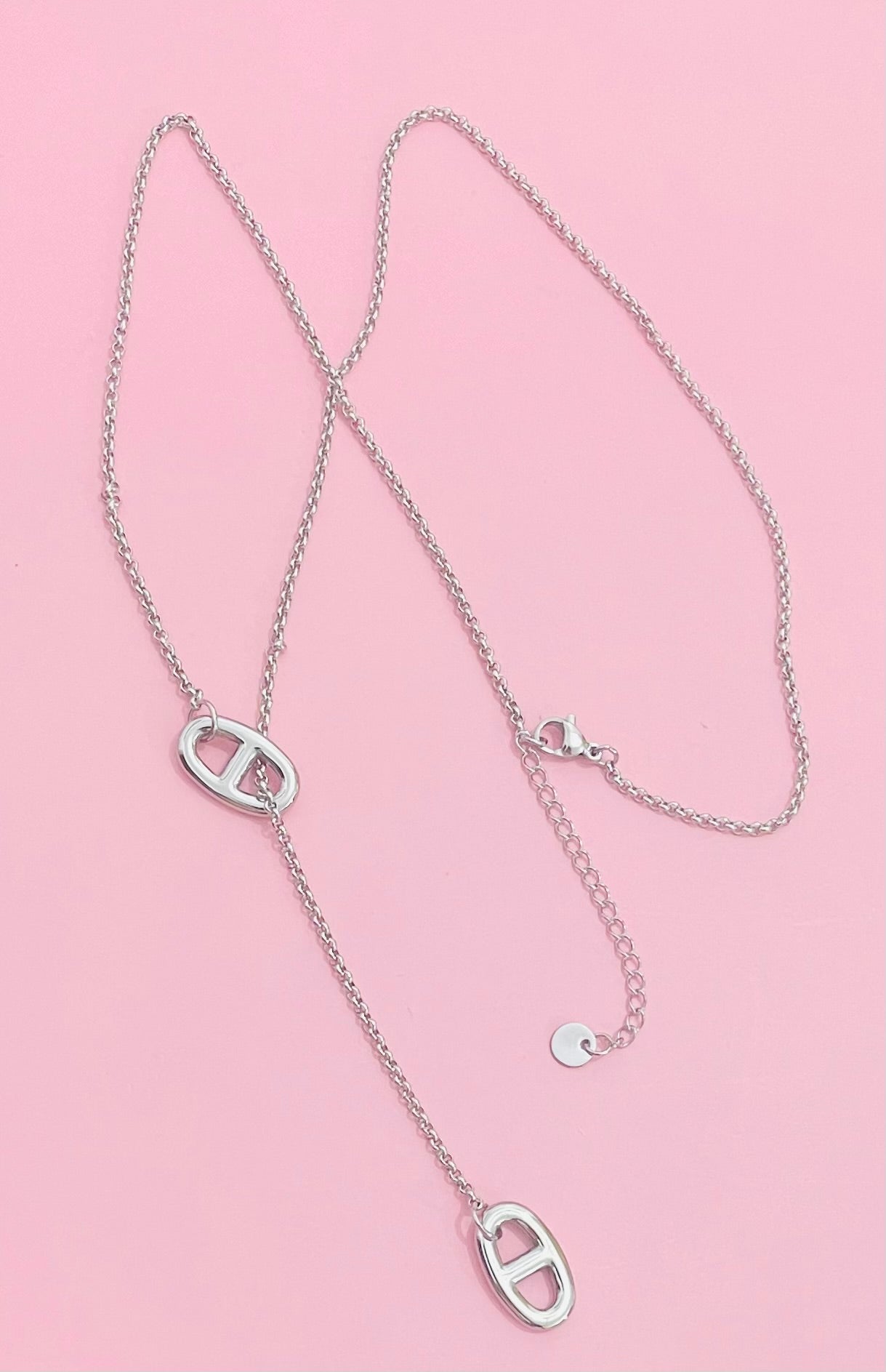 🎀✨collier argenté mailles marine ✨🎀
