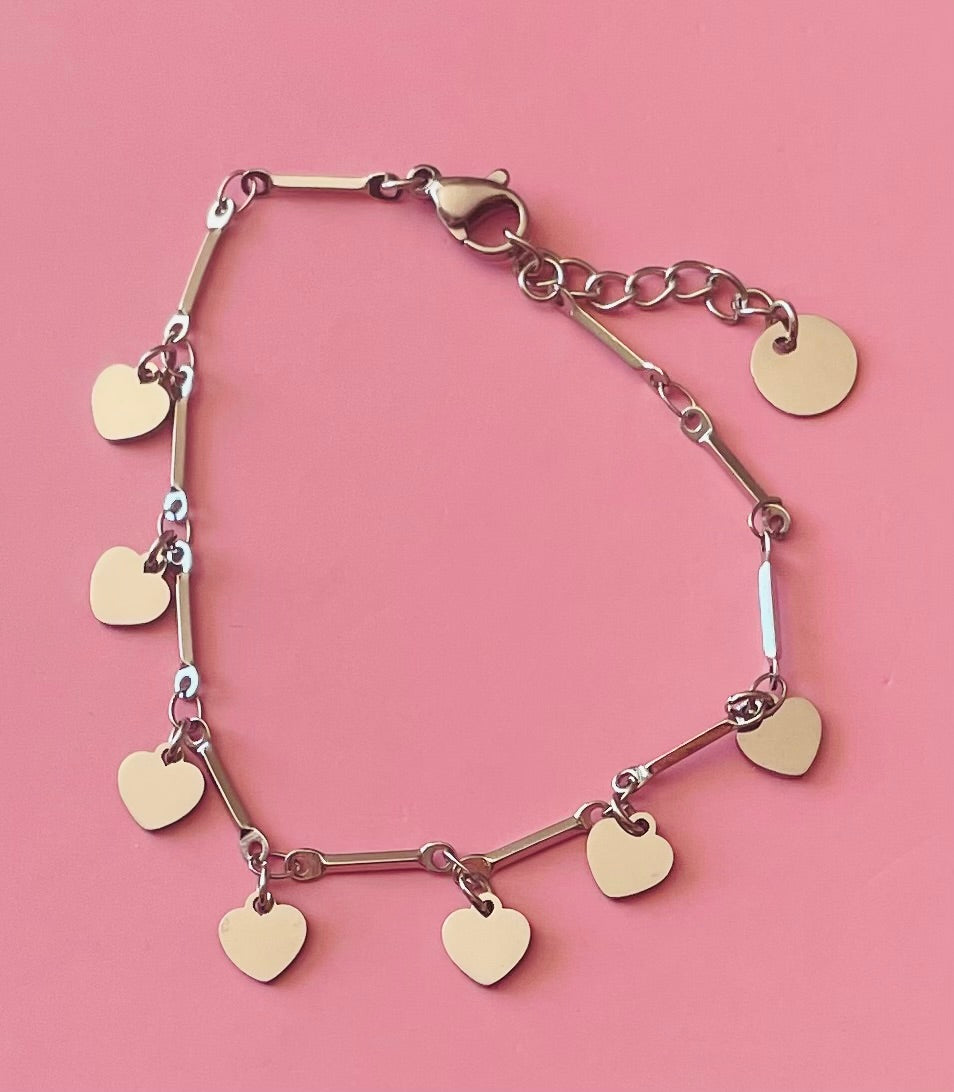 🎀✨bracelet argenté cœurs✨🎀