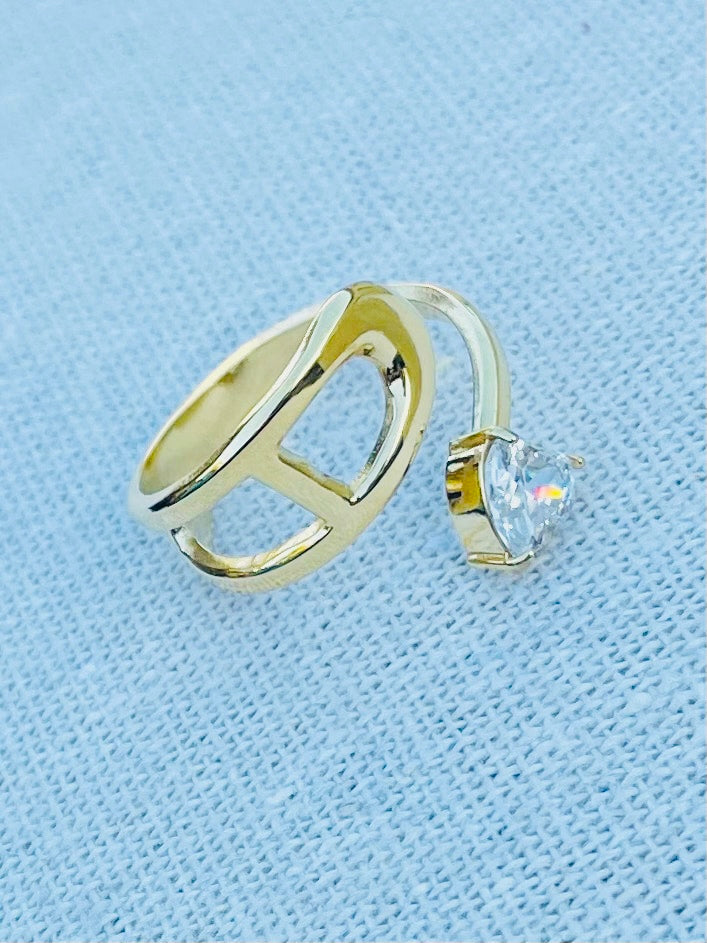 Bague dorée maille marine cœur