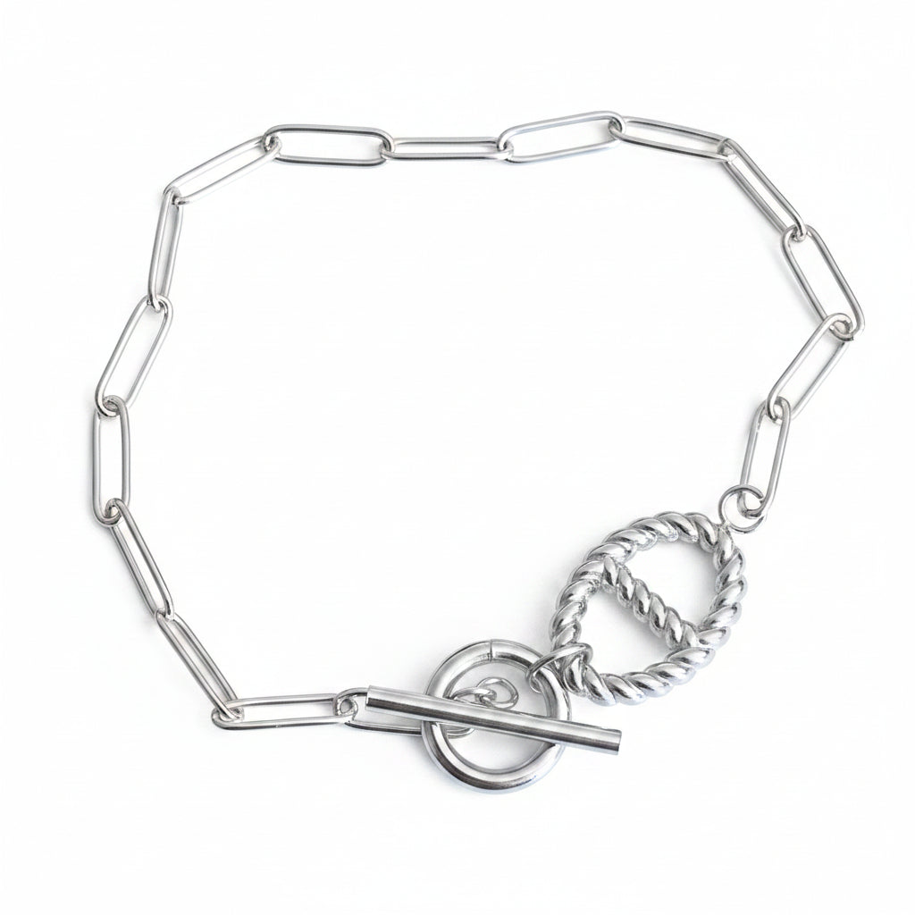 Bracelet argenté maille marine ✨