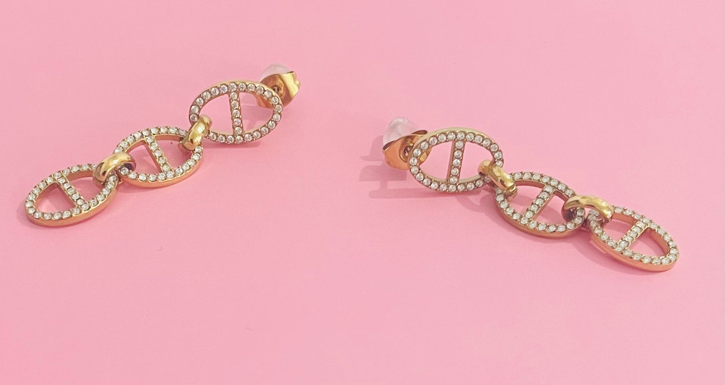 Boucles d’oreilles dorées mailles marine ✨🎀