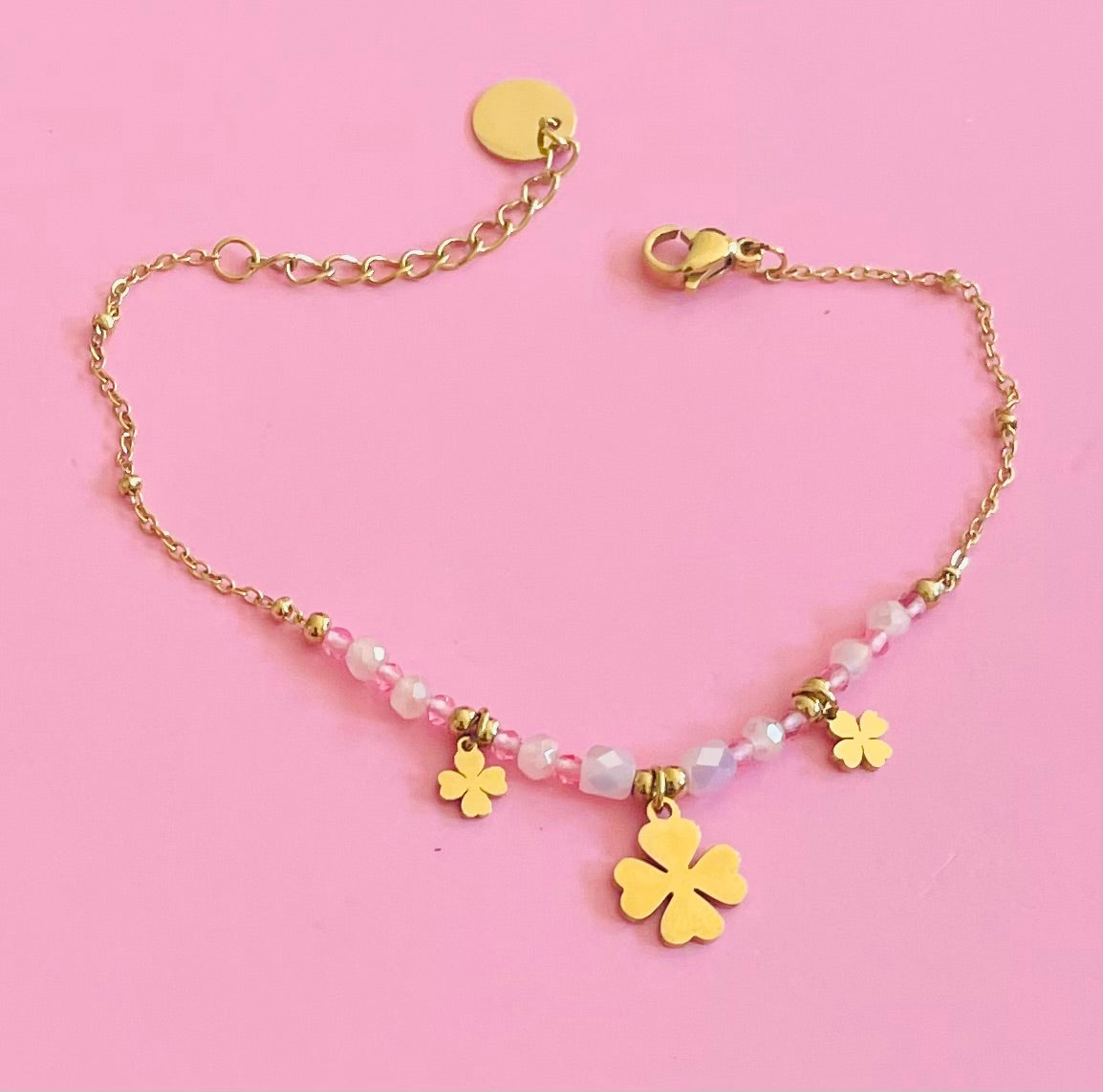 Bracelet doré trèfles