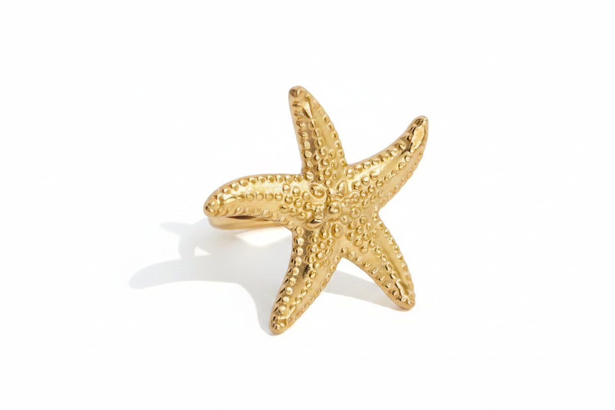 Bague dorée étoile de mer