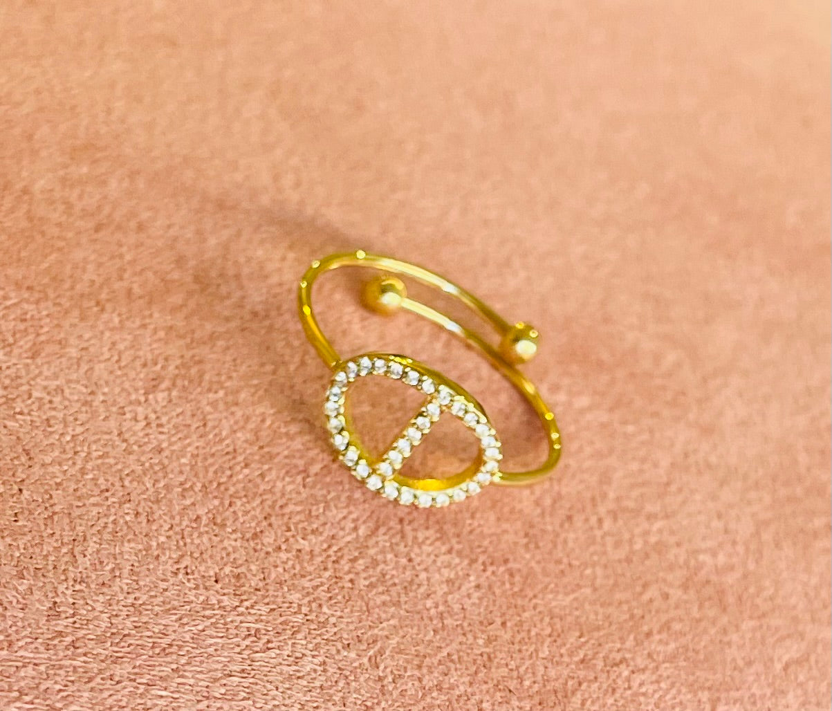 Bague dorée maille marine strass