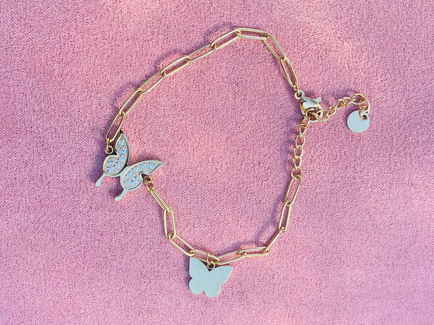 Bracelet doré papillon strass