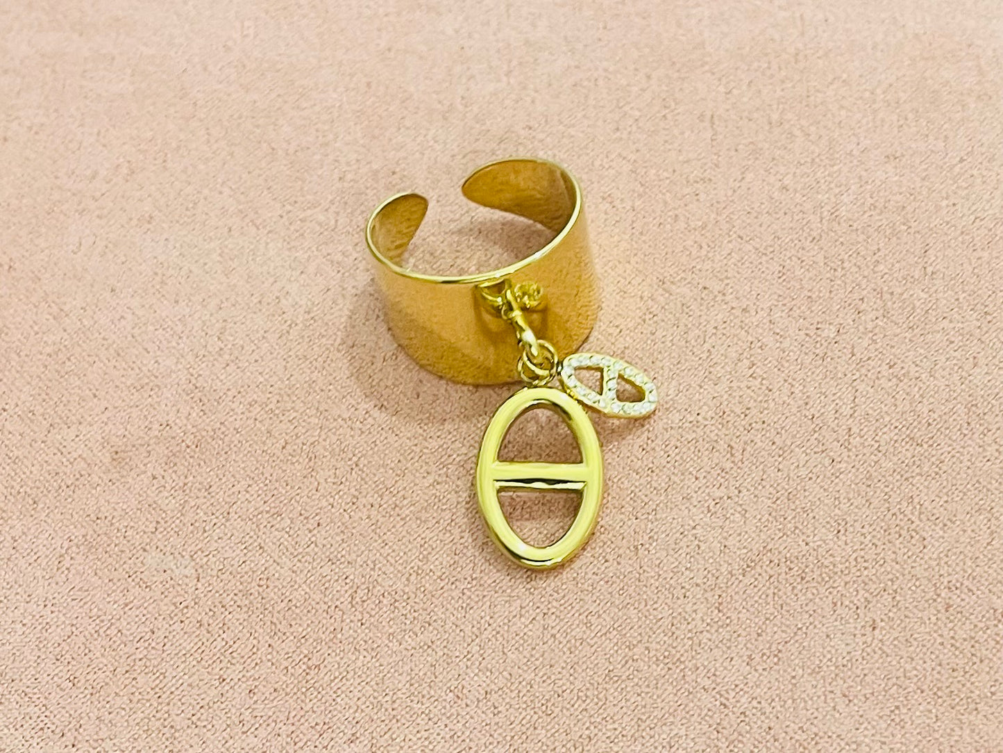 Bague dorée mailles marine