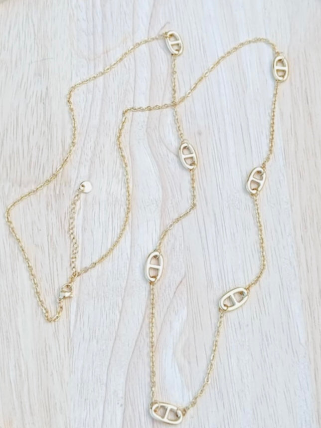 Sautoir doré mailles marine