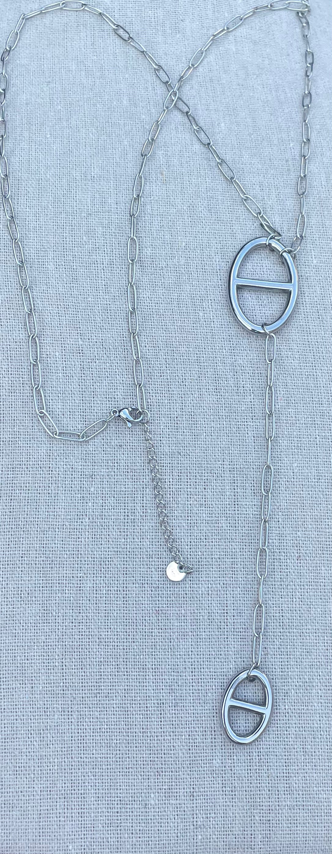 🎀✨Sautoir y argenté mailles marine