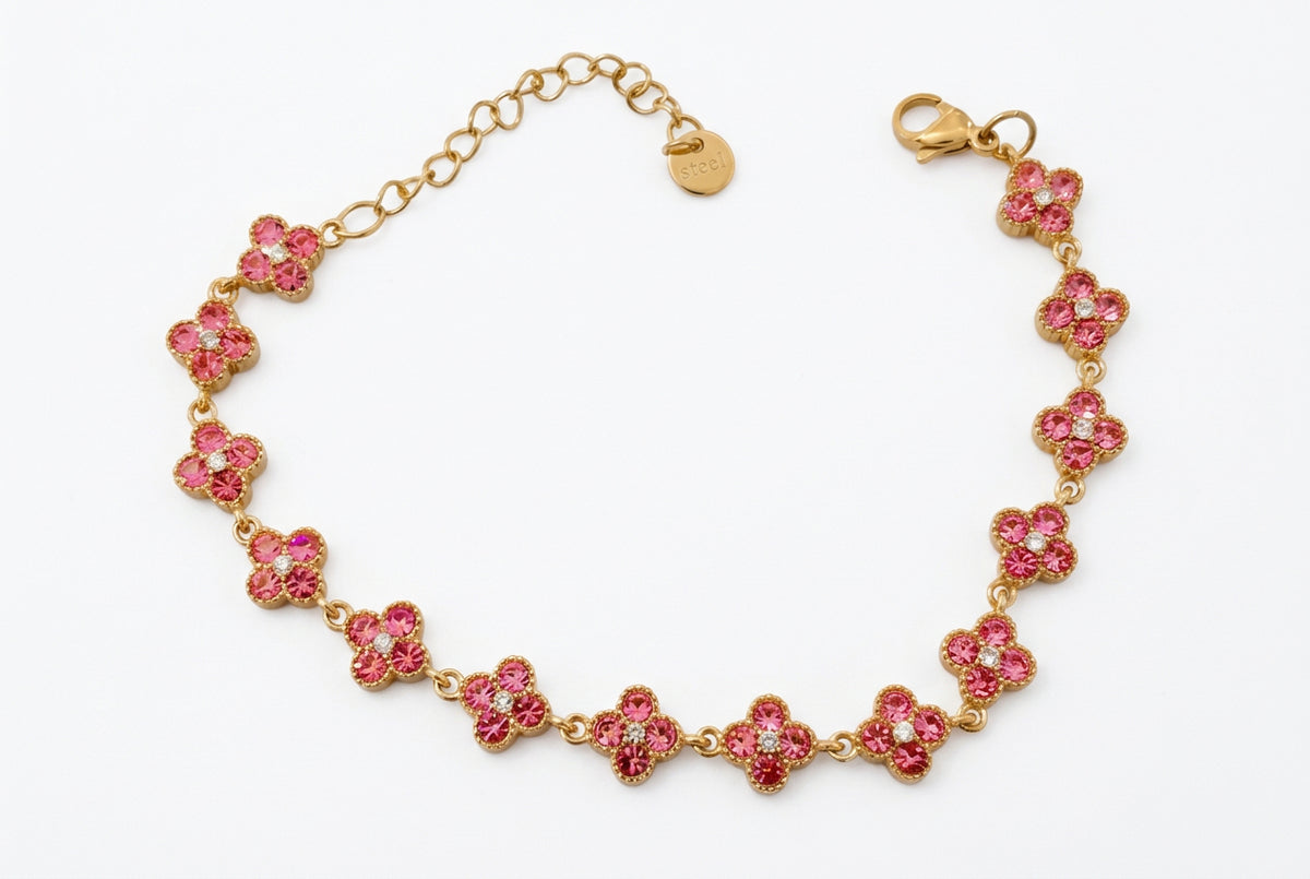 Bracelet doré fleurs