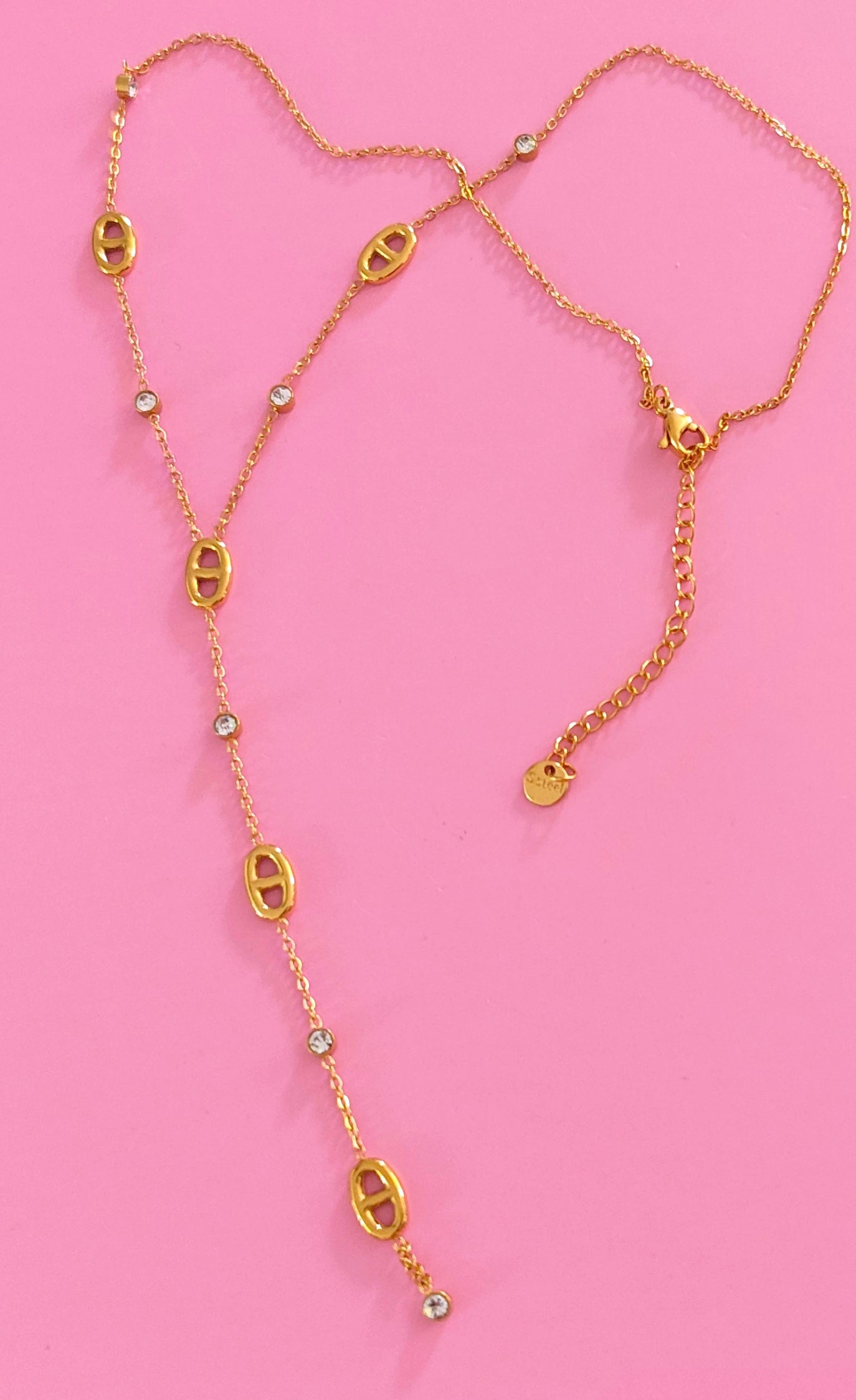 Collier doré mailles marine