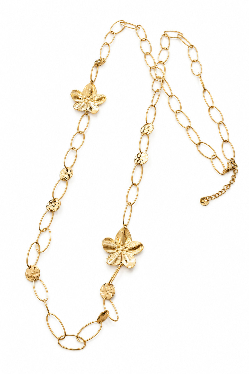 Collier Sautoir doré fleurs ✨🩷