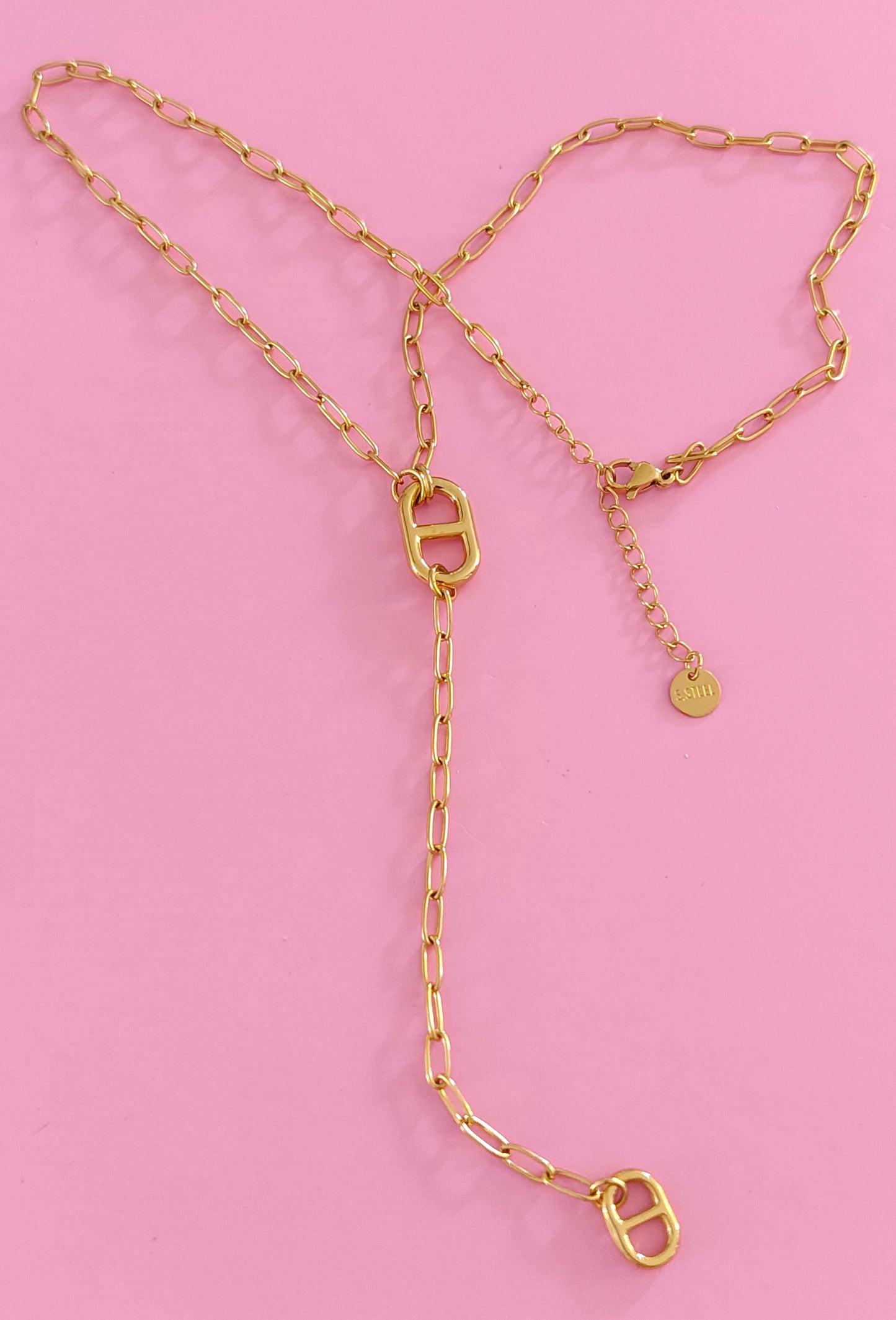 Collier mailles marine doré
