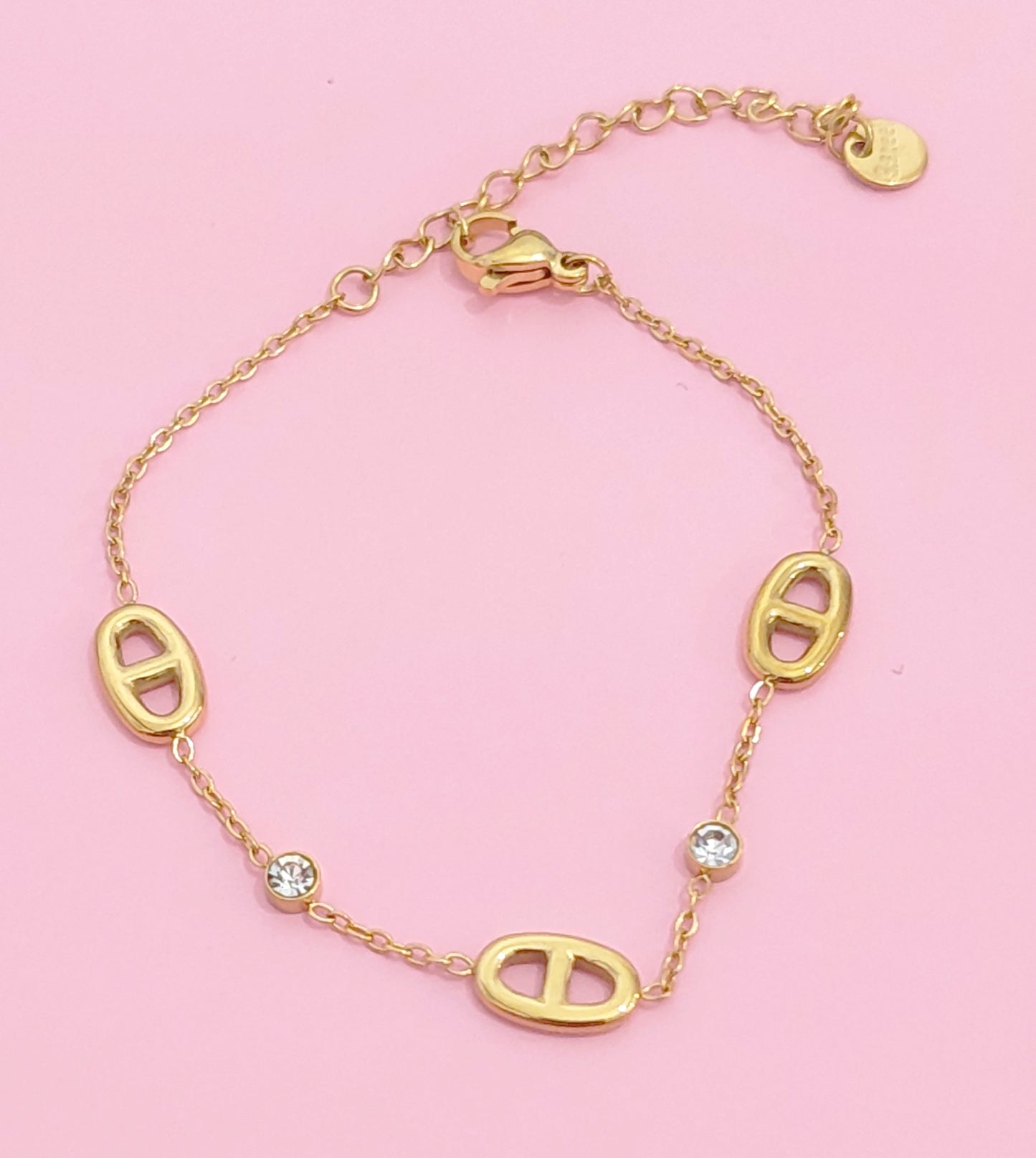 Bracelet doré mailles marine