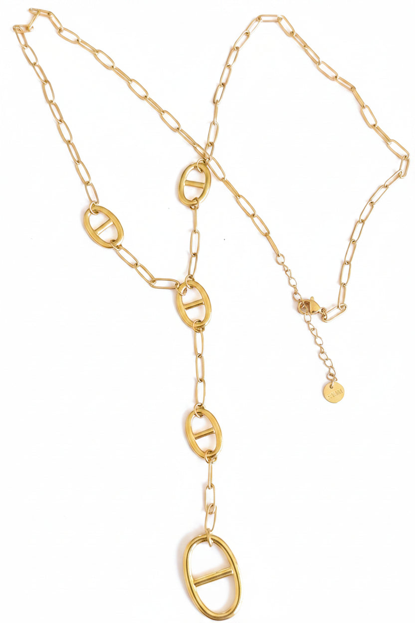 Collier doré mailles marine