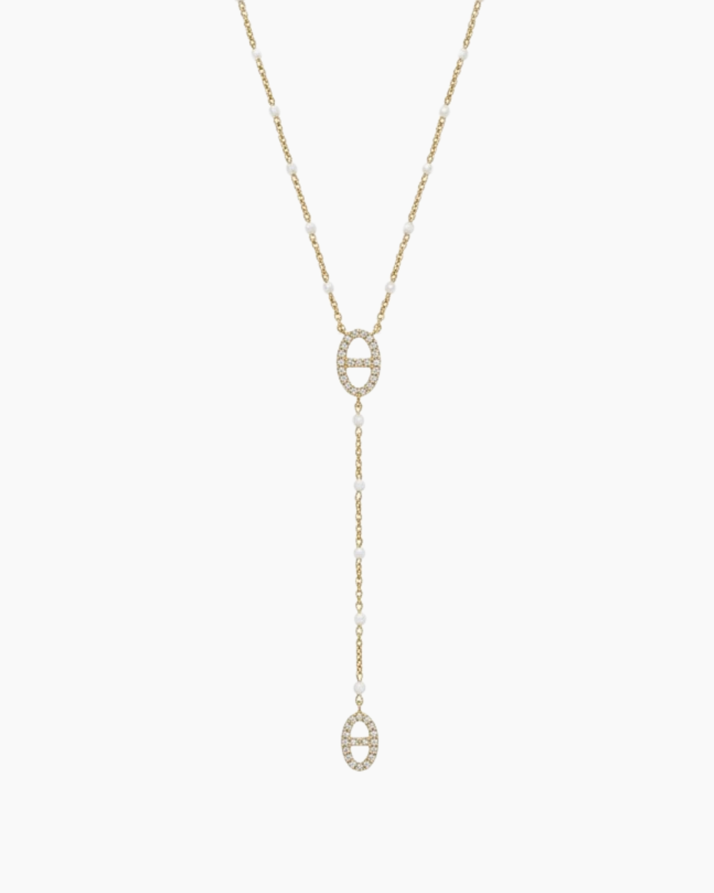 Collier doré perles blanches