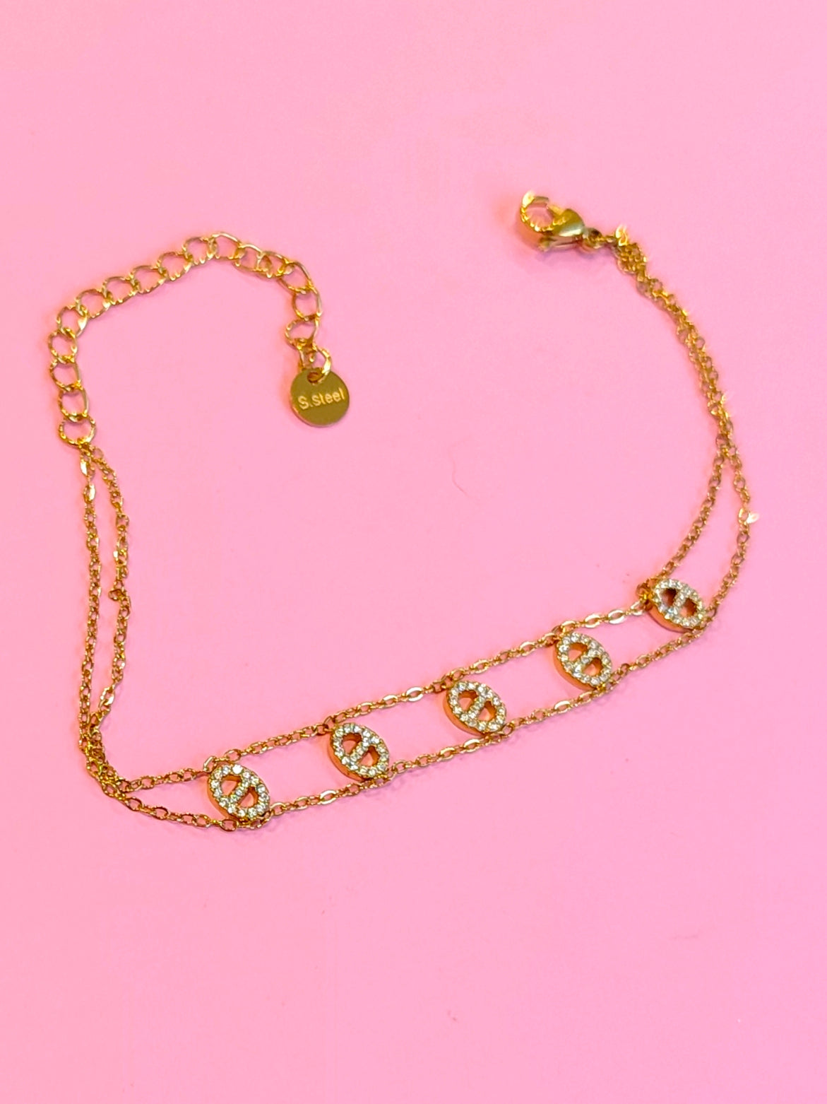 Bracelet doré mailles marine