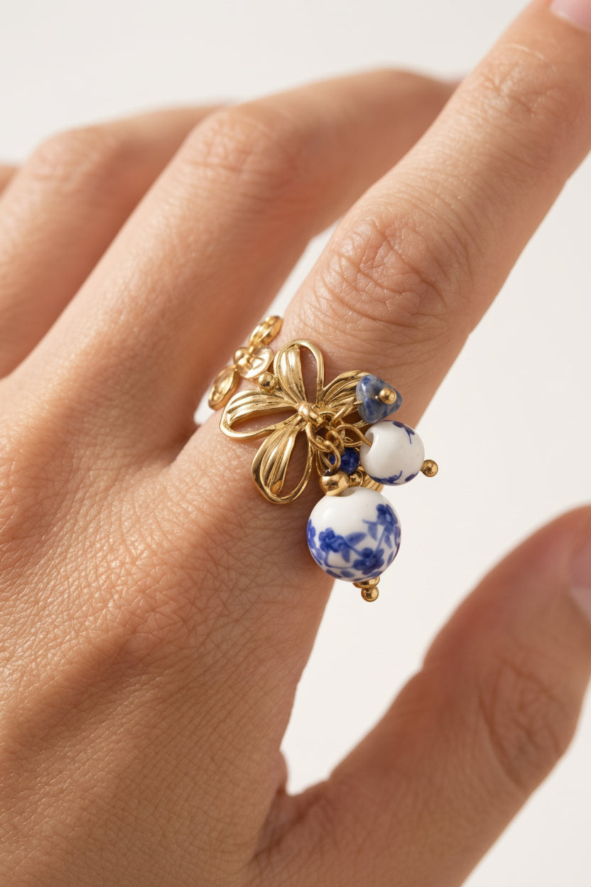 Bague dorée fleurs