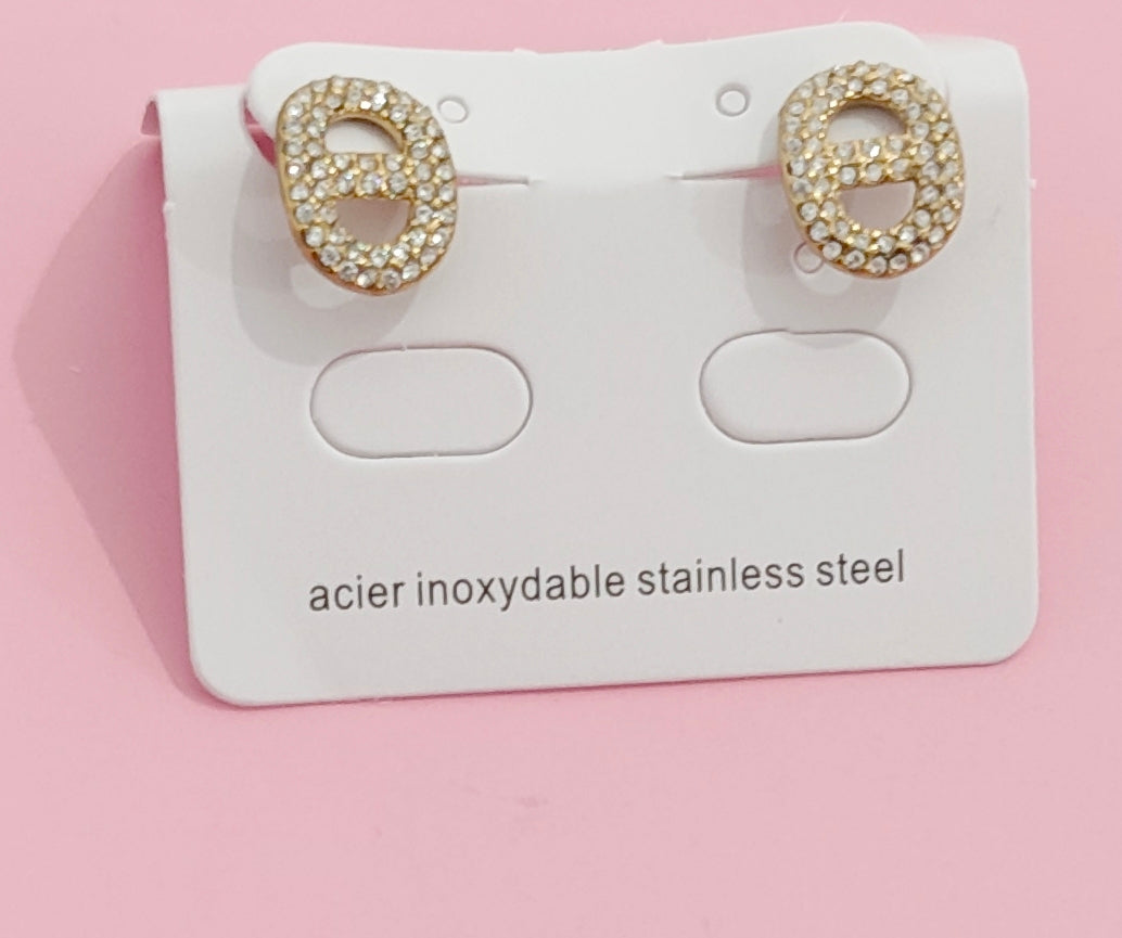 Boucles d'oreilles mailles marine dorées