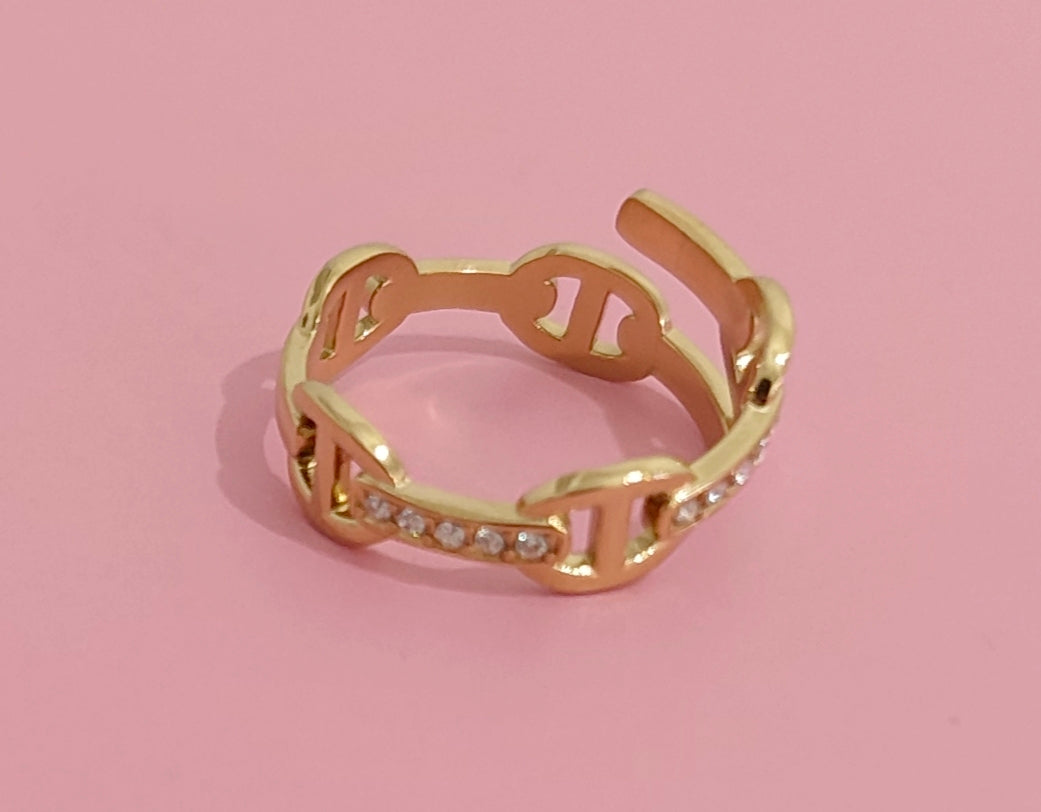 Bague dorée mailles marine