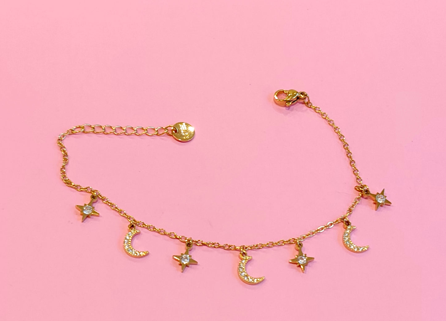 Bracelet doré étoiles lunes