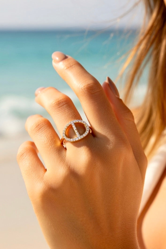 Bague dorée maille marine