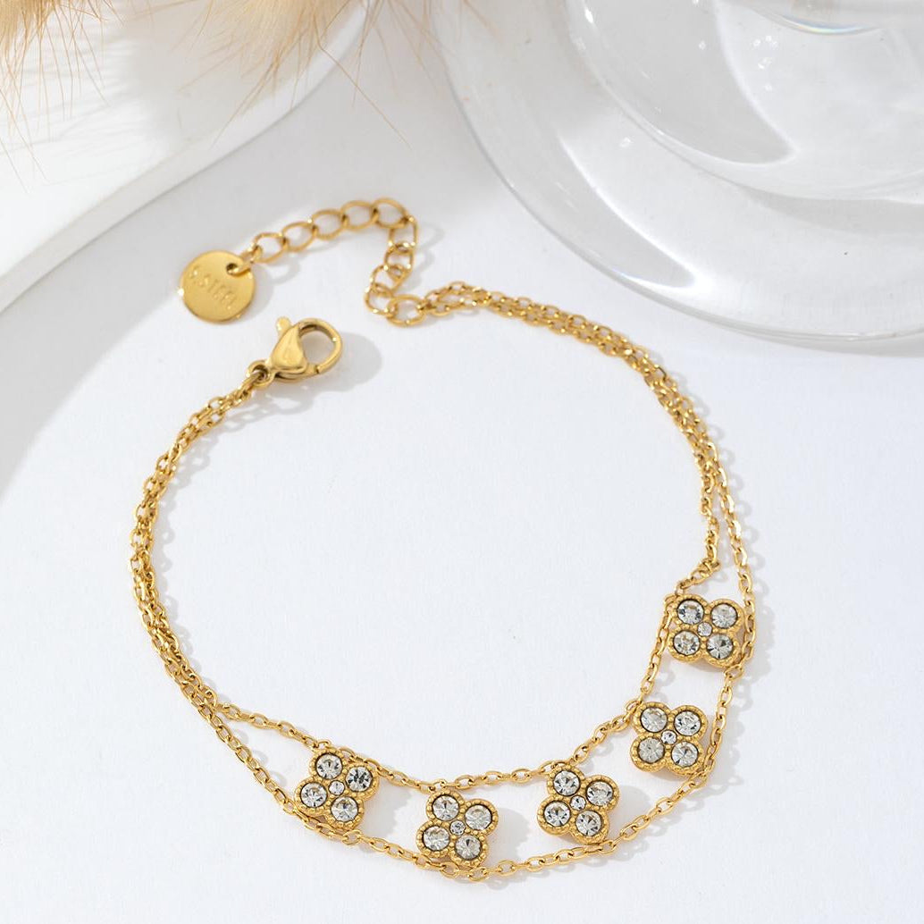 Bracelet doré fleurs