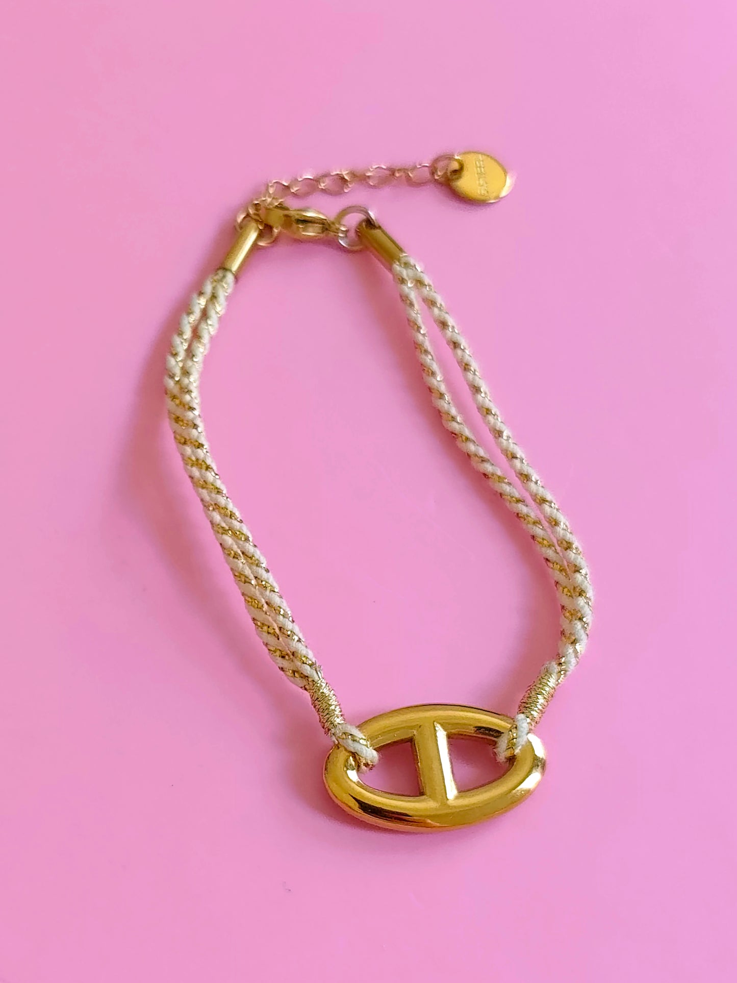 Bracelet doré maille marine cordon