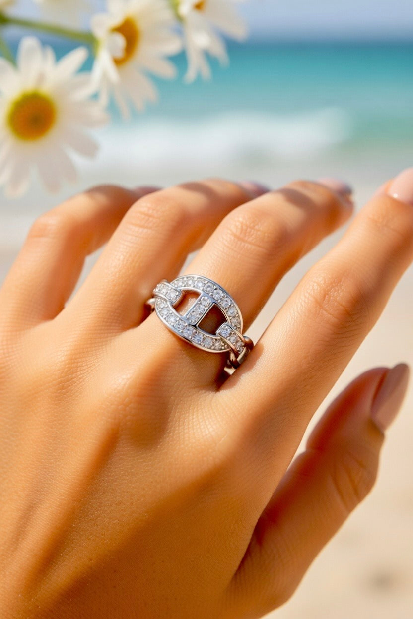 Bague argenté maille marine
