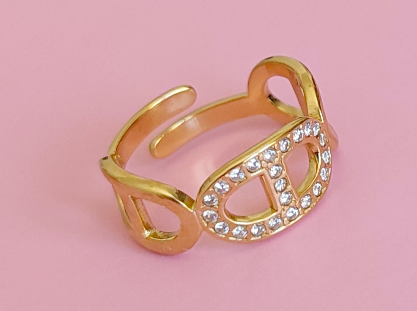 Bague dorée maille marine