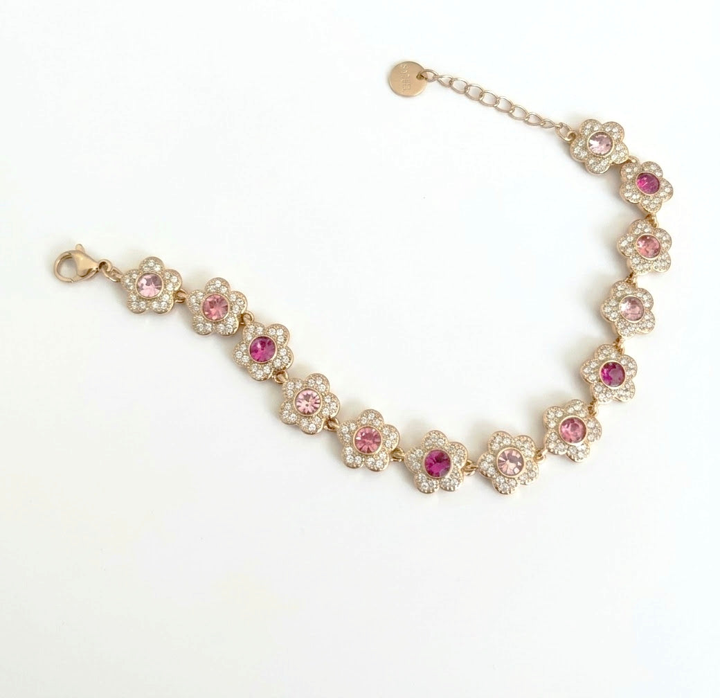 Bracelet doré fleurs