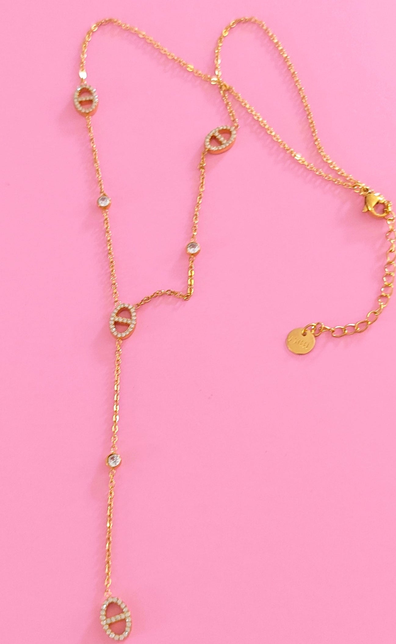 Collier doré mailles marine