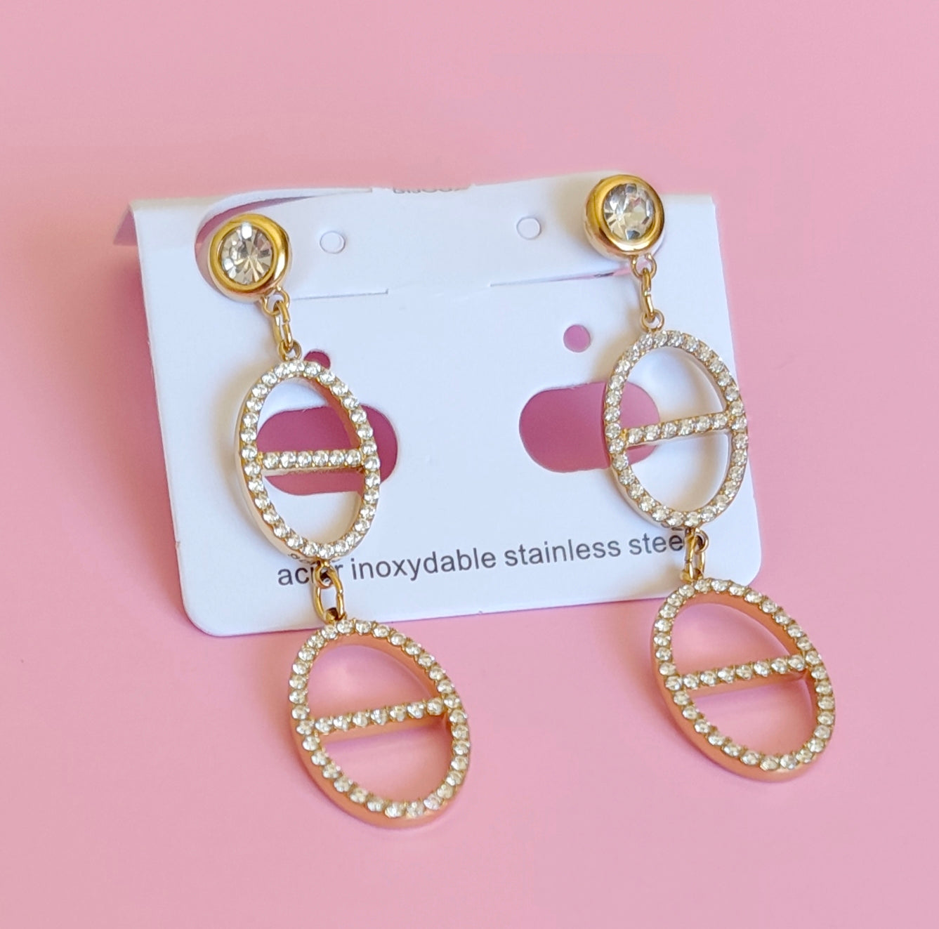 Boucles d'oreilles dorée mailles marine