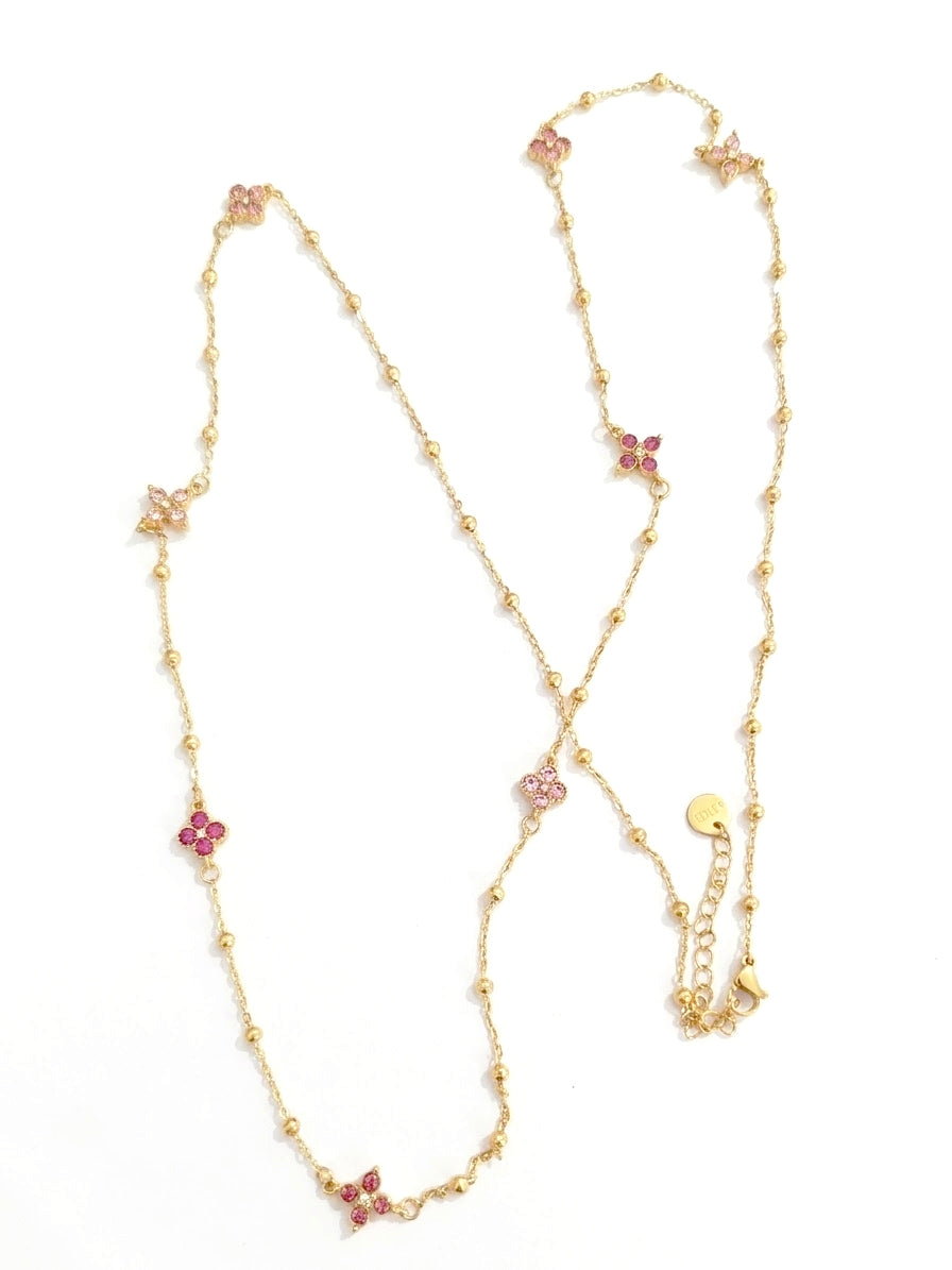 Sautoir doré fleurs