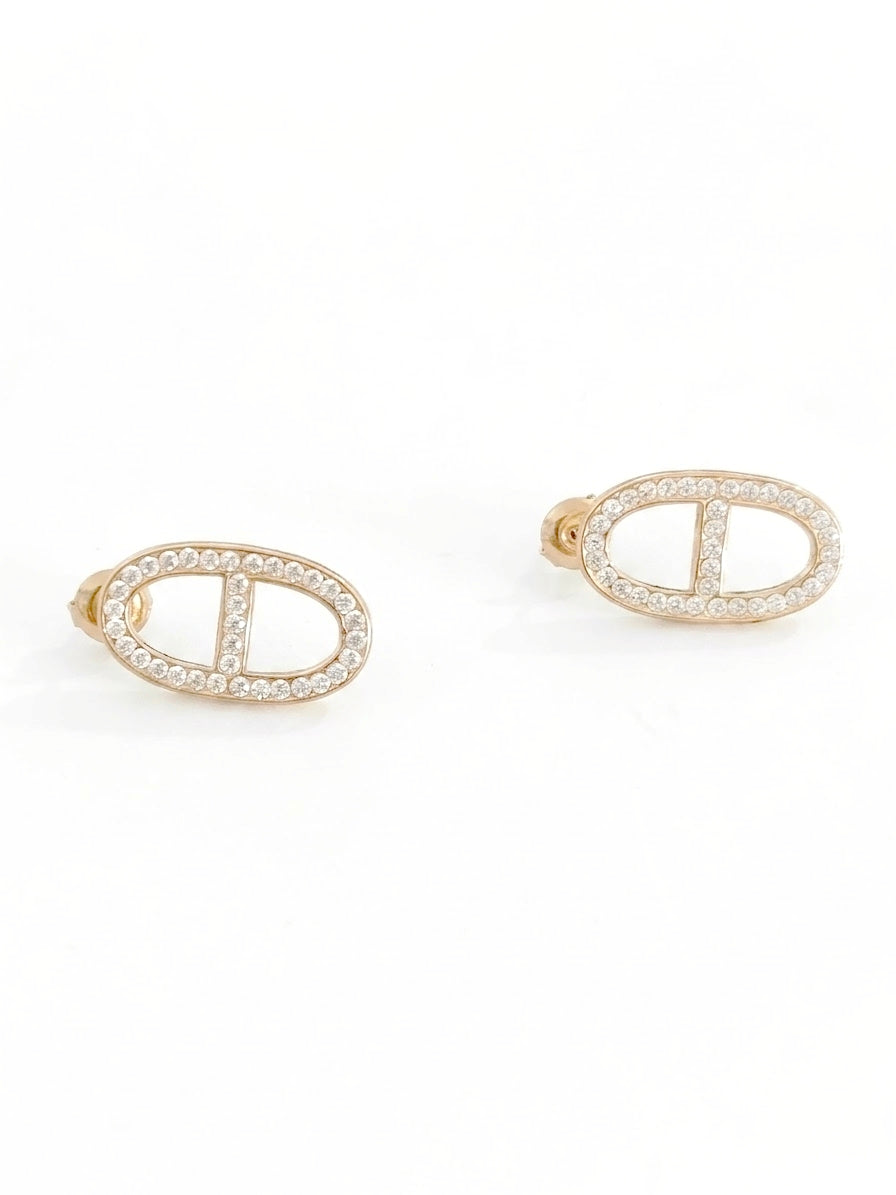Boucles d'oreilles dorées mailles marine